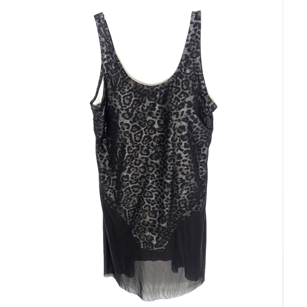 NWT Alisha Levine Swimsuit 20 W Leopard Slimming Tummy Onepiece Black Cover